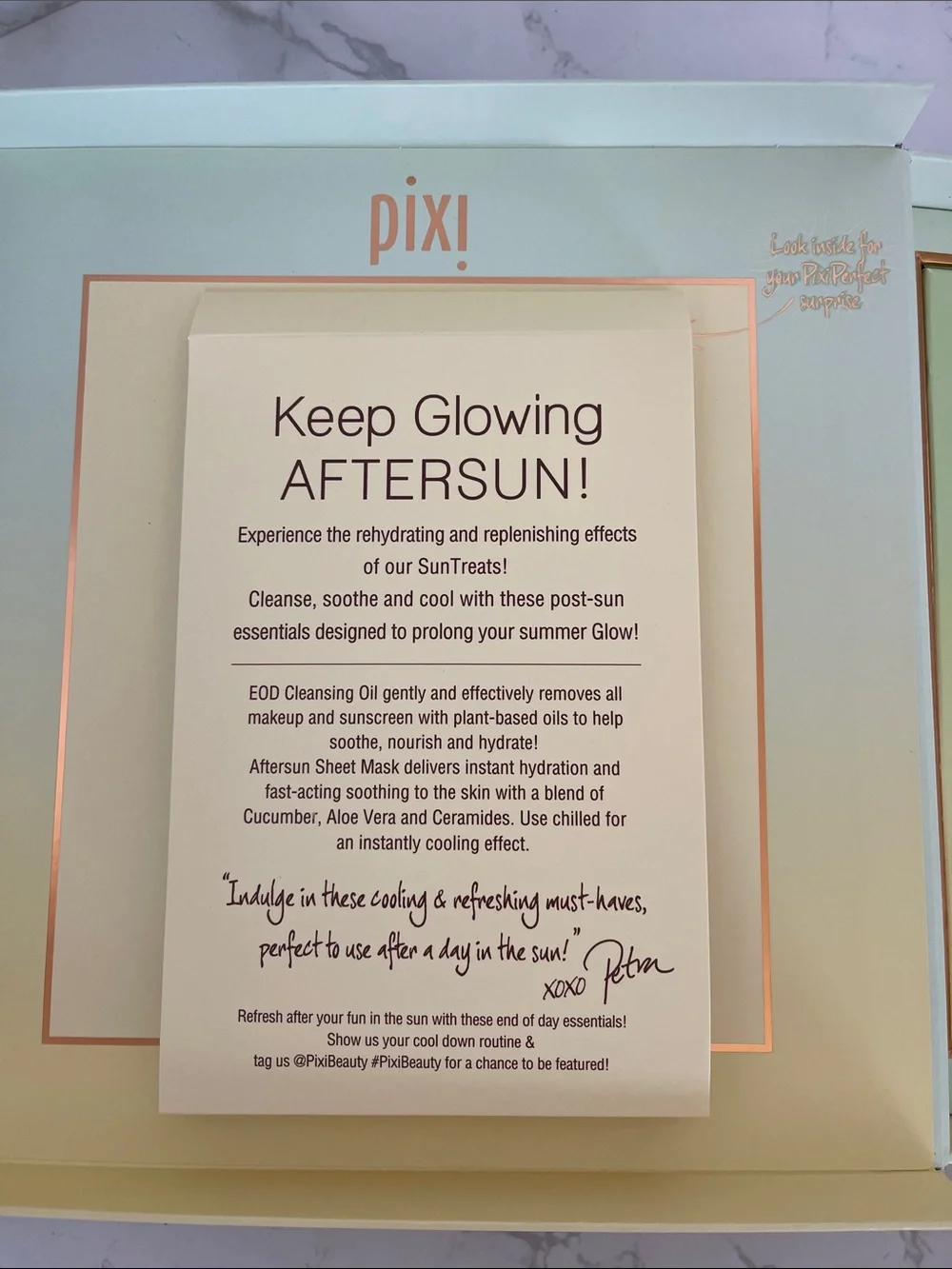 Pixi AfterSun Skincare Set with Mint Green Hat and Cleansing Oil